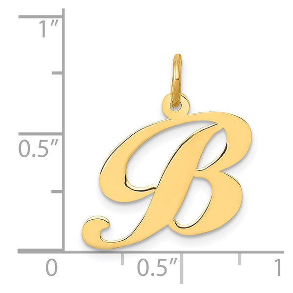 14KT Yellow Gold 20MM Initial Pendant. Chain Not Included. Initial B
