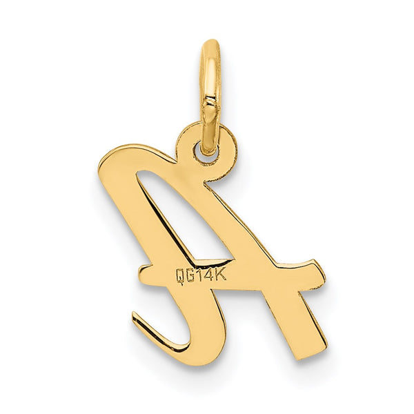 14KT Gold Small Script Initial A Charm Pendant. Chain not Included.