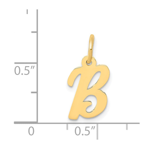 14KT Gold Small Script Initial B Charm Pendant. Chain not Included.