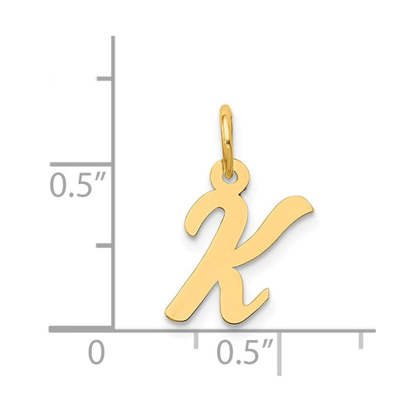 14KT Gold Small Script Initial K Charm Pendant. Chain not Included.