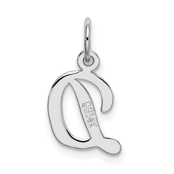 14k White Gold Small Script Initial D Charm