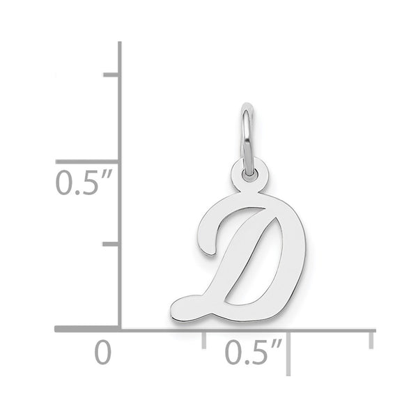 14k White Gold Small Script Initial D Charm