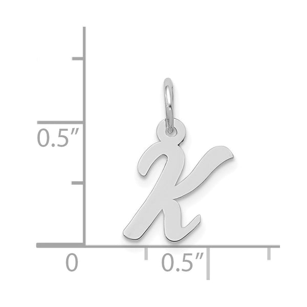 14KT White Gold Initial Pendant. Initial K. Chain not Included