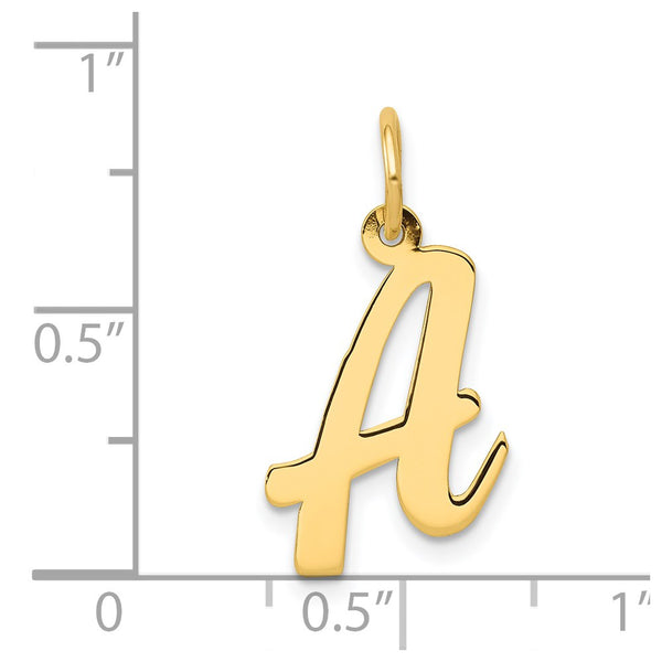 14KT Gold Medium Script Initial A Charm Pendant. Chain not Included.