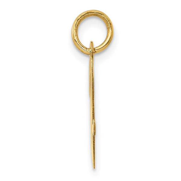 14KT Yellow Gold Initial Pendant. Initial V. Chain not Included