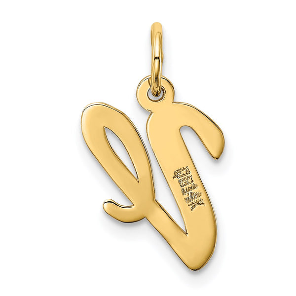 14KT Yellow Gold Initial Pendant. Initial V. Chain not Included