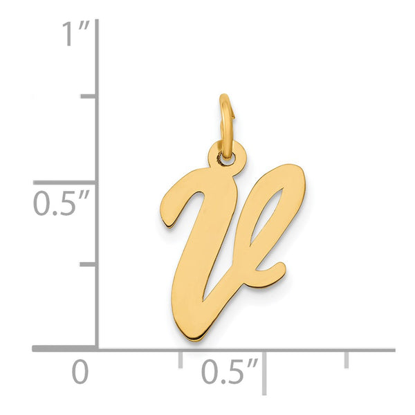 14KT Yellow Gold Initial Pendant. Initial V. Chain not Included