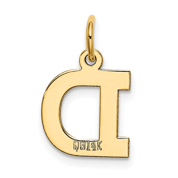 14KT Gold Small Block Initial D Charm Pendant. Chain not Included.