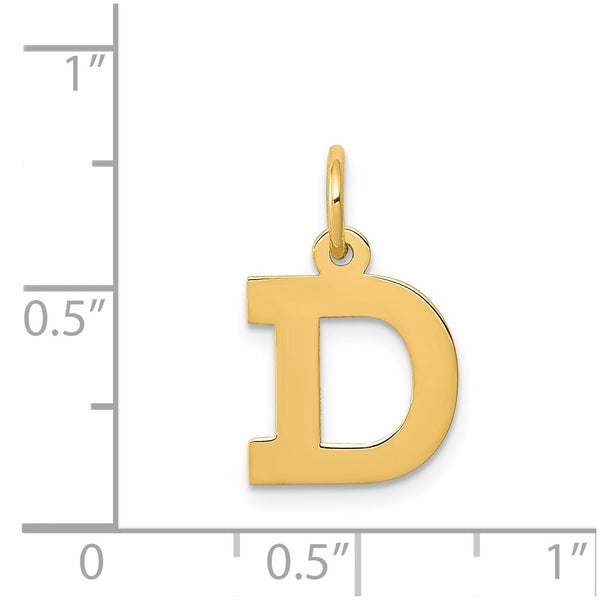 14KT Gold Small Block Initial D Charm Pendant. Chain not Included.