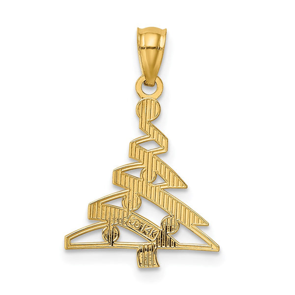 14KT Yellow Gold With Rhodium Plating 22X15MM Christmas Tree Pendant. Chain Not Included