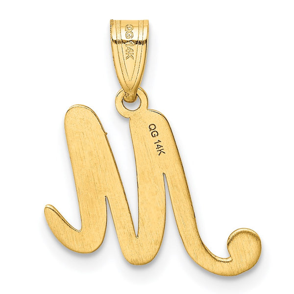 14KT Yellow Gold 18X12MM Initial Pendant. Initial M. Chain not Included