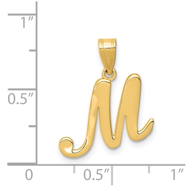 14KT Yellow Gold 18X12MM Initial Pendant. Initial M. Chain not Included