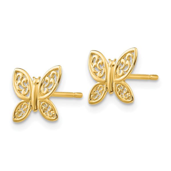 14KT Yellow Gold 7X9MM Butterfly Stud Earrings