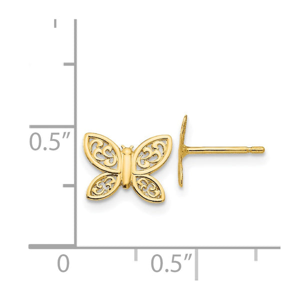 14KT Yellow Gold 7X9MM Butterfly Stud Earrings
