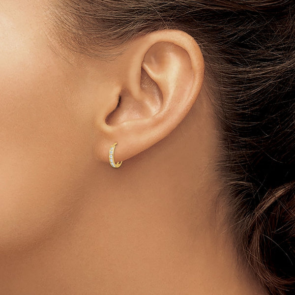 14KT Yellow Gold Cubic Zirconia 8MM Hoop Earrings