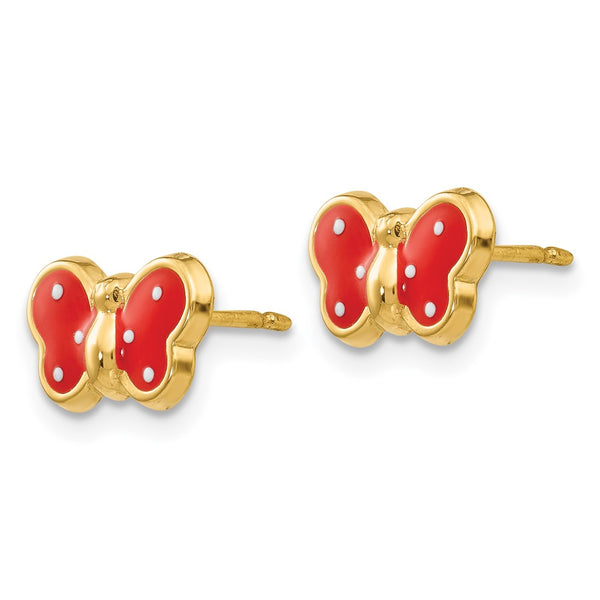 14KT Yellow Gold 7X10MM Butterfly Stud Earrings