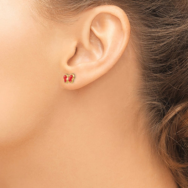 14KT Yellow Gold 7X10MM Butterfly Stud Earrings