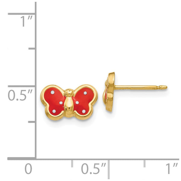 14KT Yellow Gold 7X10MM Butterfly Stud Earrings