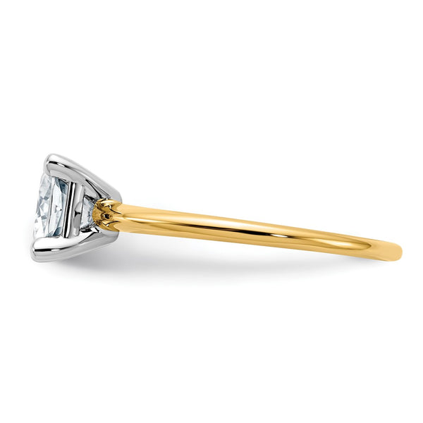 6MM Cushion Moissanite Solitaire Engagement Ring in 14KT Yellow Gold. Size 6