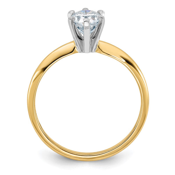 7X5MM Oval Moissanite Solitaire Engagement Ring in 14KT Yellow Gold. Size 6