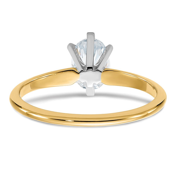 7X5MM Oval Moissanite Solitaire Engagement Ring in 14KT Yellow Gold. Size 6