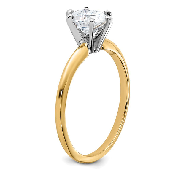 7X5MM Oval Moissanite Solitaire Engagement Ring in 14KT Yellow Gold. Size 6
