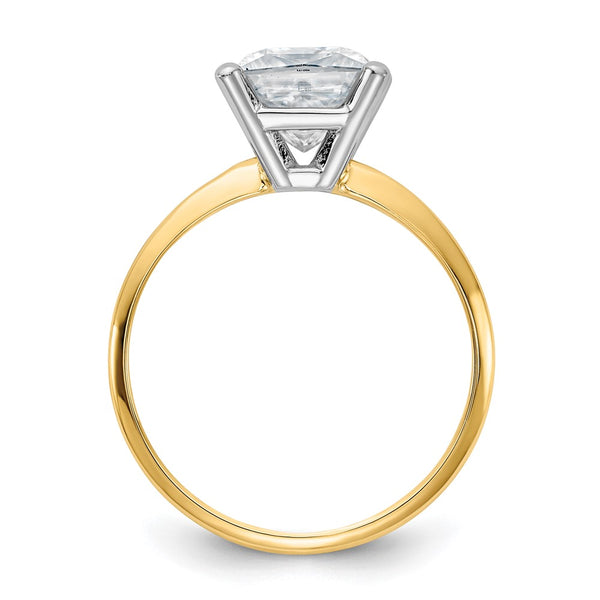 7MM Princess Cut Moissanite Solitaire Engagement Ring in 14KT Yellow Gold. Size 7