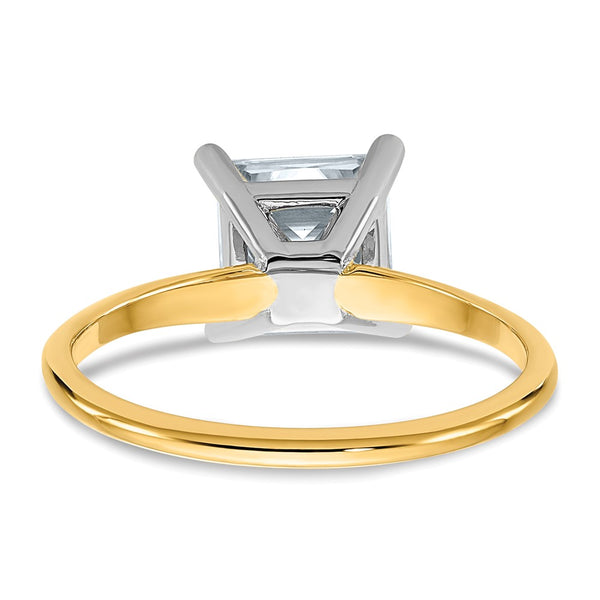 7MM Princess Cut Moissanite Solitaire Engagement Ring in 14KT Yellow Gold. Size 7