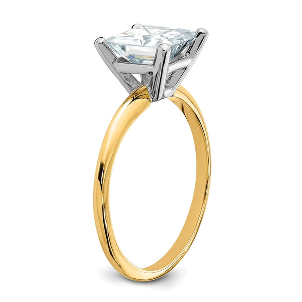 7MM Princess Cut Moissanite Solitaire Engagement Ring in 14KT Yellow Gold. Size 7