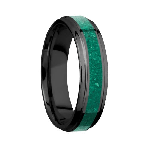 Lashbrook Zirconium Band with Polish Polished Finish and Malachite Inlay