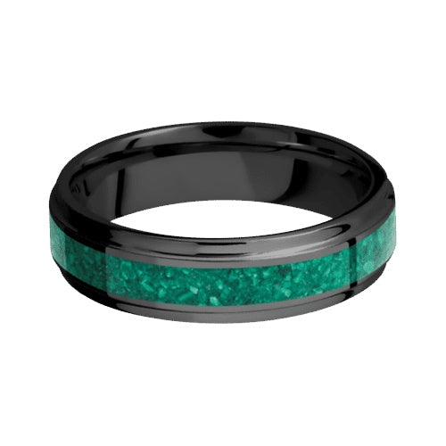 Lashbrook Zirconium Band with Polish Polished Finish and Malachite Inlay