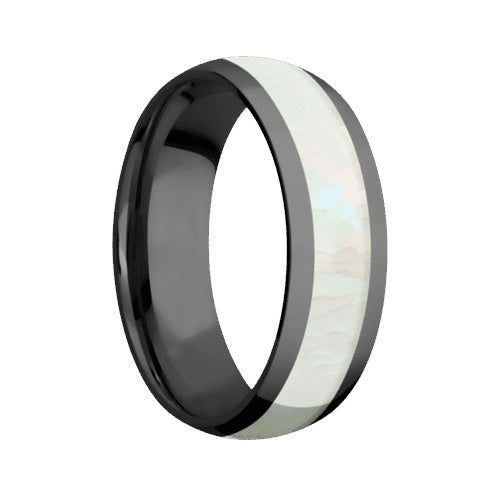 Lashbrook Zirconium Band with Polished Finish and Freshwater Mother of Pearl Inlay