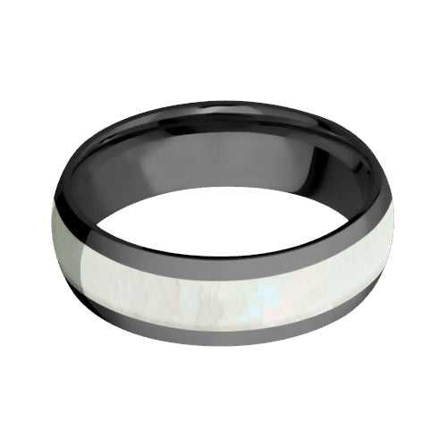 Lashbrook Zirconium Band with Polished Finish and Freshwater Mother of Pearl Inlay