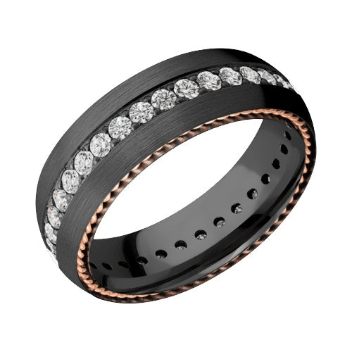 Lashbrook Zirconium Band with Satin Finish and 14KT Rose Gold Inlay