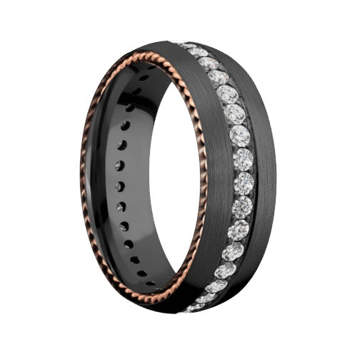 Lashbrook Zirconium Band with Satin Finish and 14KT Rose Gold Inlay