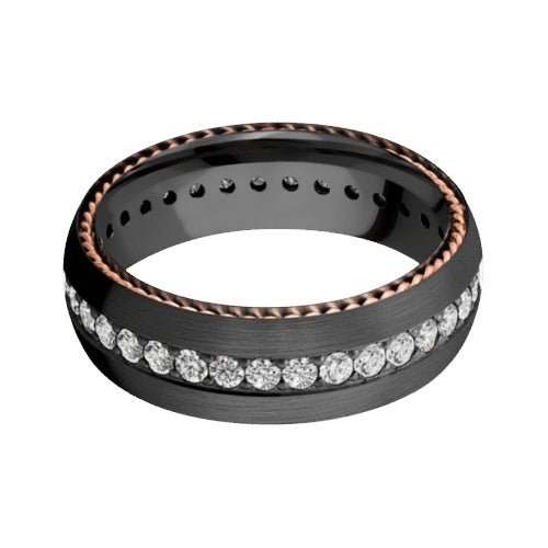Lashbrook Zirconium Band with Satin Finish and 14KT Rose Gold Inlay