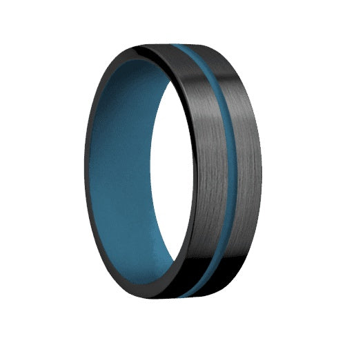 Lashbrook Zirconium Band with Satin Finish and Royal Blue Inlay and Royal Blue