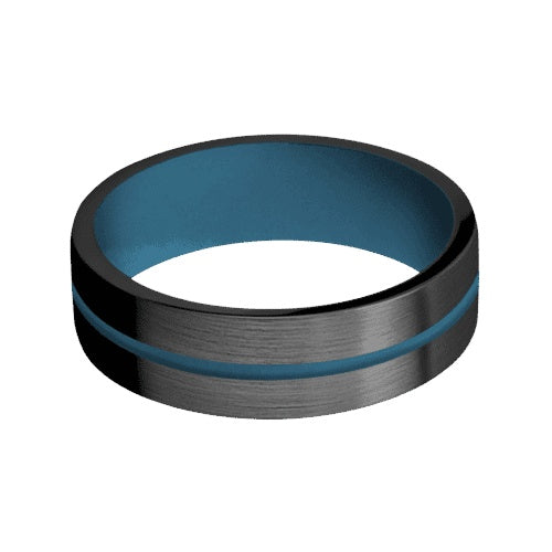 Lashbrook Zirconium Band with Satin Finish and Royal Blue Inlay and Royal Blue