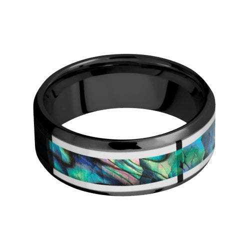 Lashbrook Zirconium Band with Polish Polished Finish and Palladium Silver Inlay