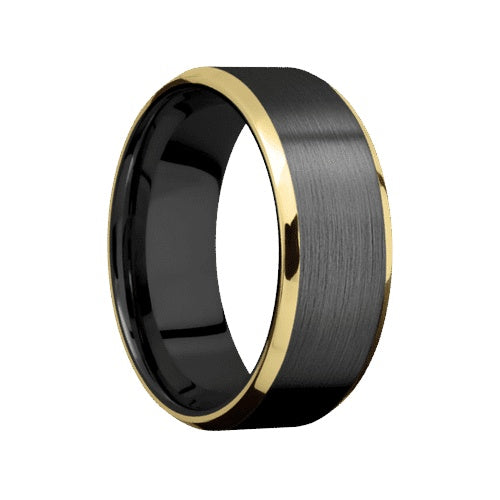 Lashbrook Zirconium Band with Satin Polished Finish and 14KT Yellow Gold Inlay