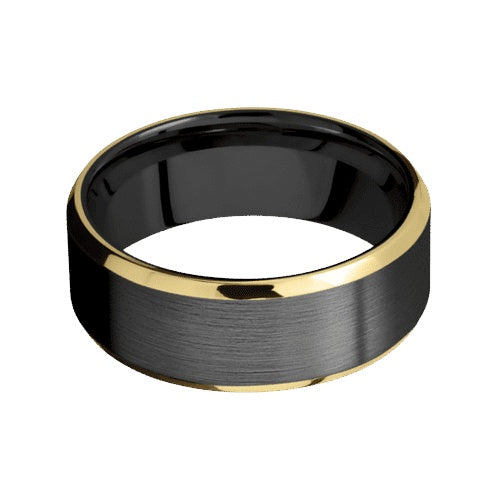 Lashbrook Zirconium Band with Satin Polished Finish and 14KT Yellow Gold Inlay
