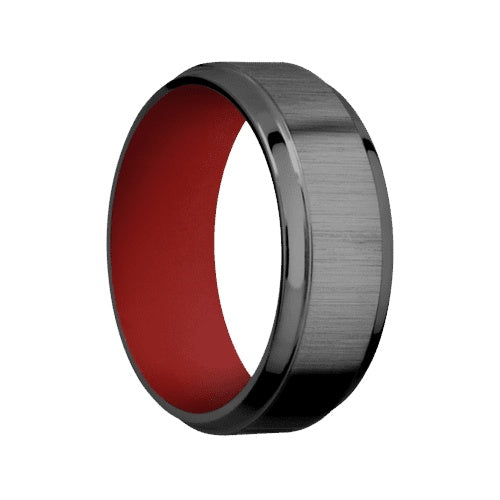 Lashbrook Zirconium Band with Cross Satin Black Polished Finish and USMC Red