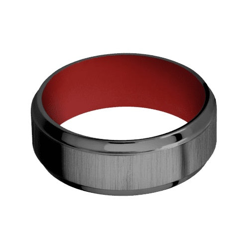 Lashbrook Zirconium Band with Cross Satin Black Polished Finish and USMC Red