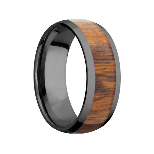 Lashbrook Zirconium Band with Polished Finish and Desert Iron Wood Inlay