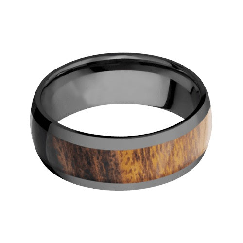 Lashbrook Zirconium Band with Polished Finish and Desert Iron Wood Inlay