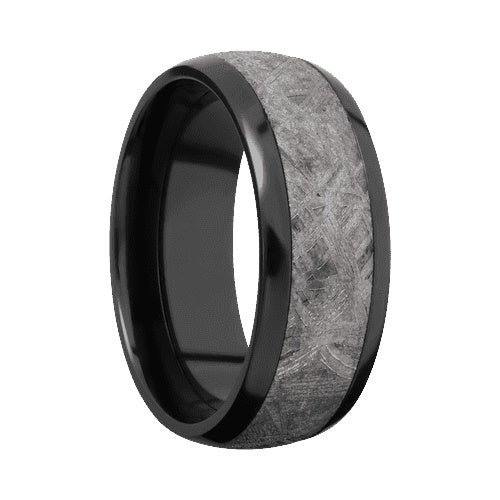 Lashbrook Zirconium Band with Polished Finish and Meteorite Inlay
