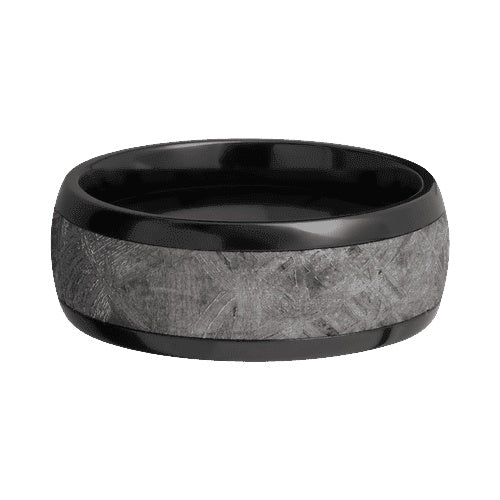 Lashbrook Zirconium Band with Polished Finish and Meteorite Inlay