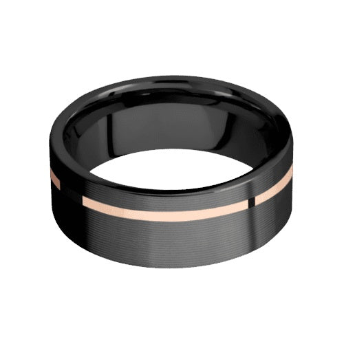 Lashbrook Zirconium Band with Machine Machine Finish and 14KT Rose Gold Inlay