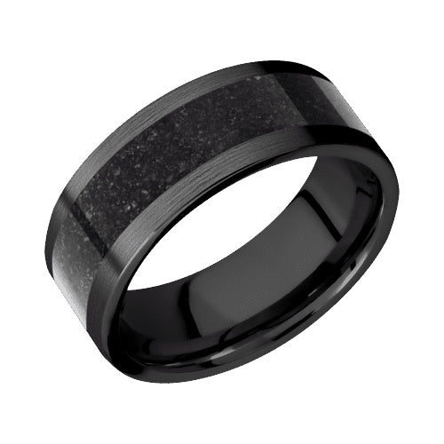 Lashbrook Zirconium Band with Satin Finish and Dinosaur Bone Black Inlay
