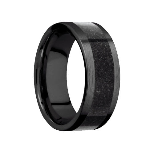 Lashbrook Zirconium Band with Satin Finish and Dinosaur Bone Black Inlay